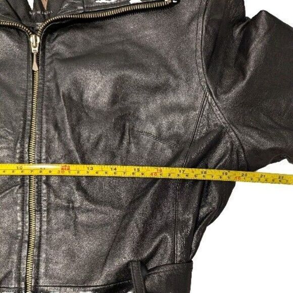 New York by Winlet Women's Black Belted‎ Genuine Leather Coat Size Medium - Picture 16 of 16